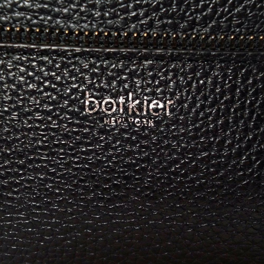 Botkier Soho Tote, Black Pebbled Leather, Zipper Accents - Picture 3 of 9